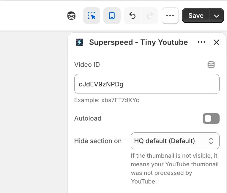 Add Video ID & Save