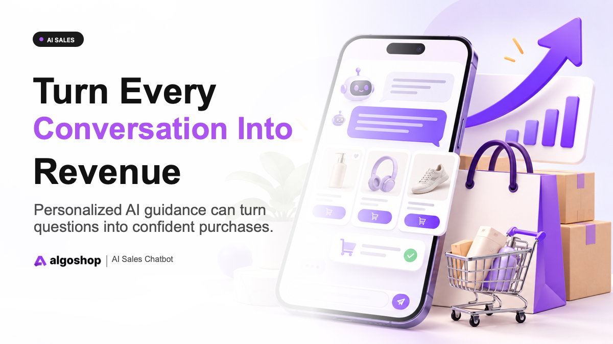 Algoshop AI Sales Chatbot interface showing guided product discovery and customer support on Shopify